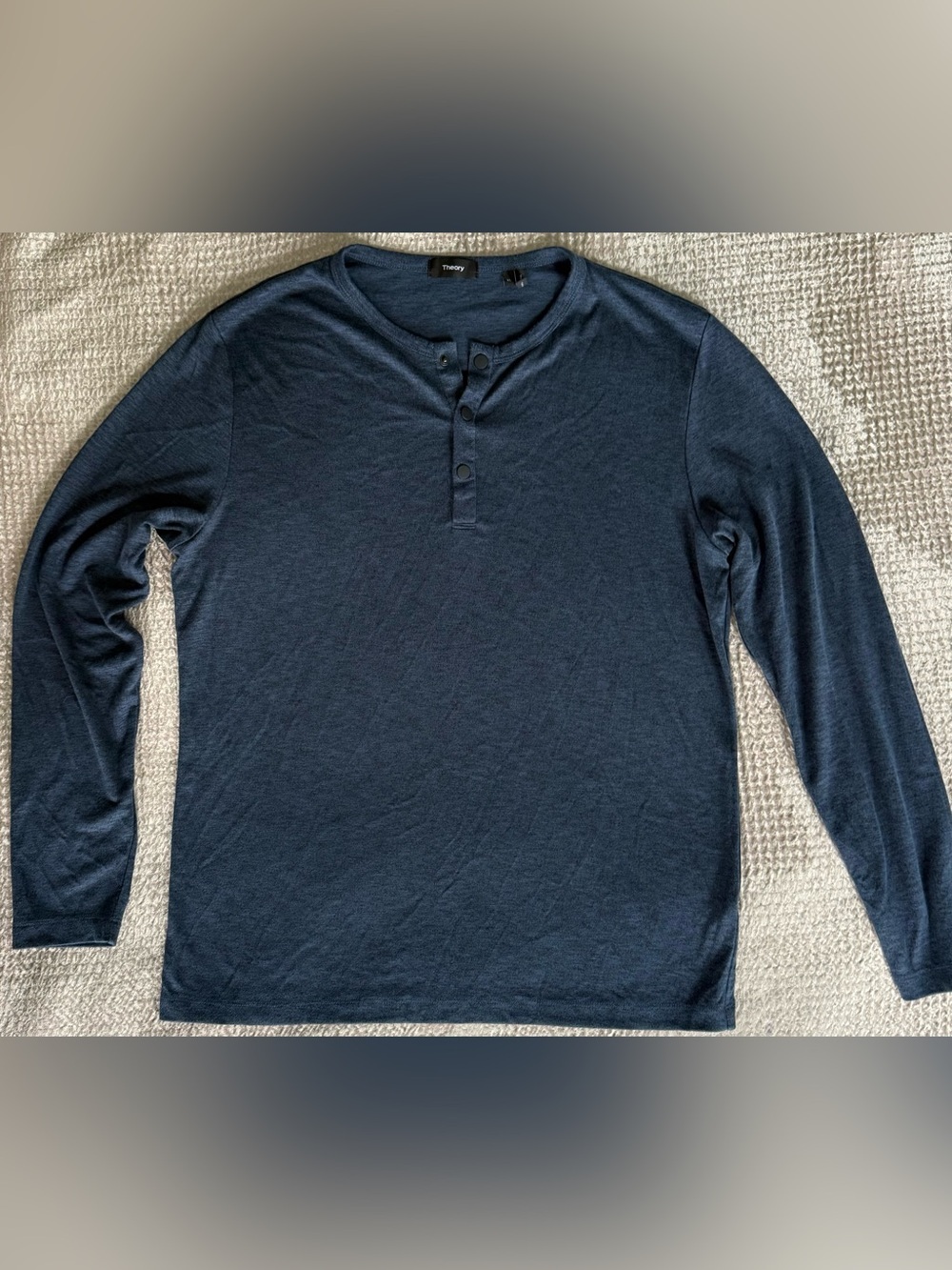 Theory Men’s XL Gaskell Activate Jersey Snap Henley Heather Blue